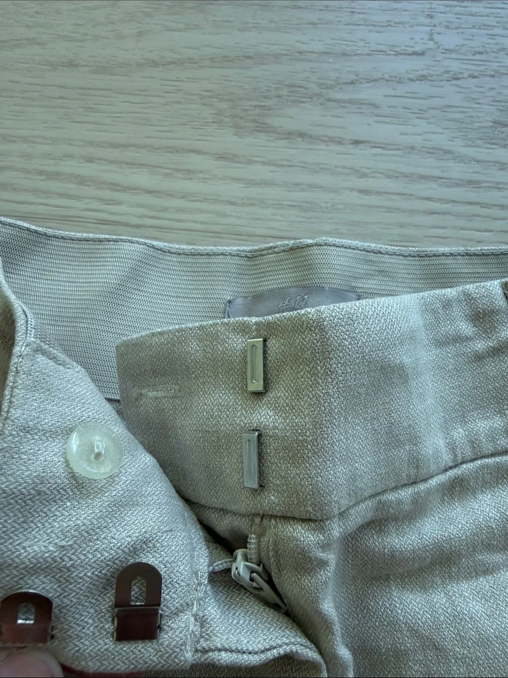 NWOT H&M Straight-Leg Linen Dress Slacks in Light Beige Khaki Size XS / 2